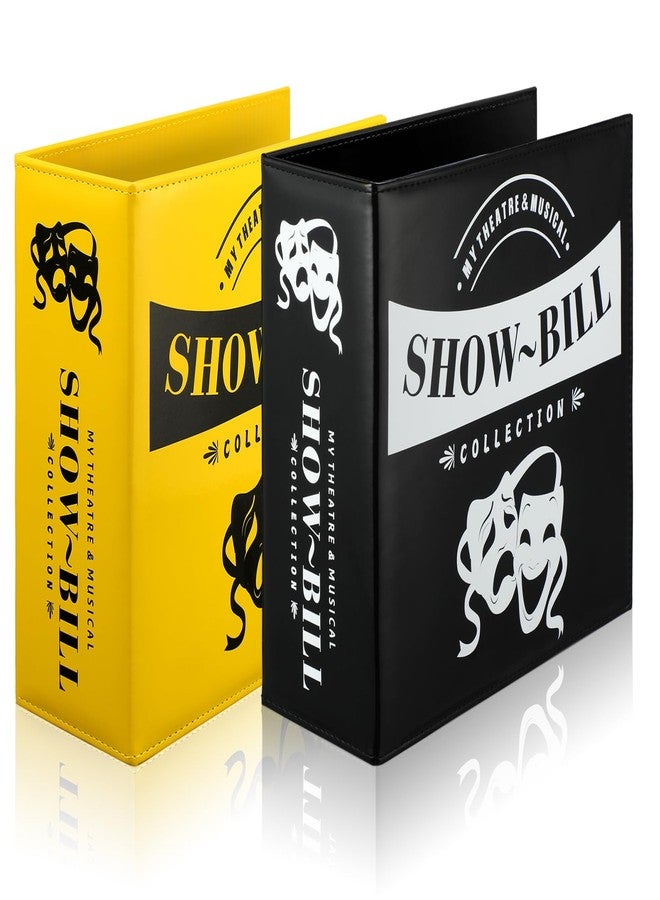 Sinload 2 Set Show Bill Binder with Sleeves for Broadway and Theatre 3 Ring 9.5“ x 9.5”Theater Program Holder with 40 Sheet Protectors PU Leather Playbill Binders Playbill Holder(Yellow and Black) - Image 1
