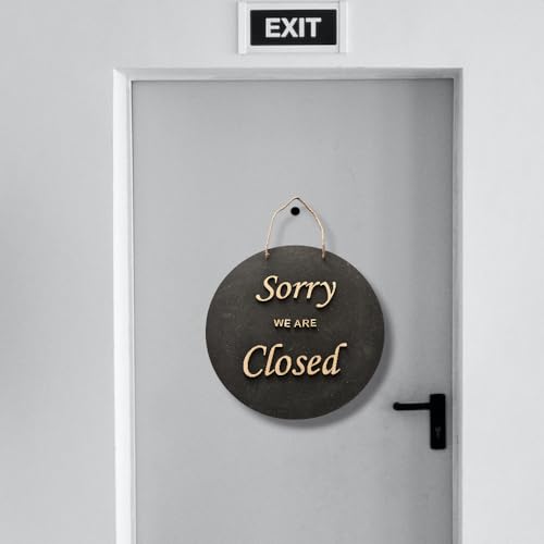 ROOT KRAFT Open & Closed Board Signage for Shop, Office, Restaurant and Hotel Door Hanging Wooden (EMBOSED LETTER, 30x30cm), Blue - Image 3