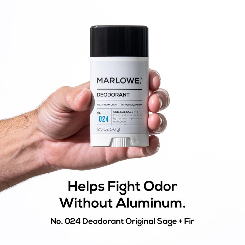 MARLOWE. No. 024 Mens Deodorant 2.5 oz, Natural Deodorant for Men, Aluminum Free Stick, Made with Coconut Oil, Shea Butter & Jojoba, Only No-Nonsense Ingredients, Sage & Fir Scent - Image 2