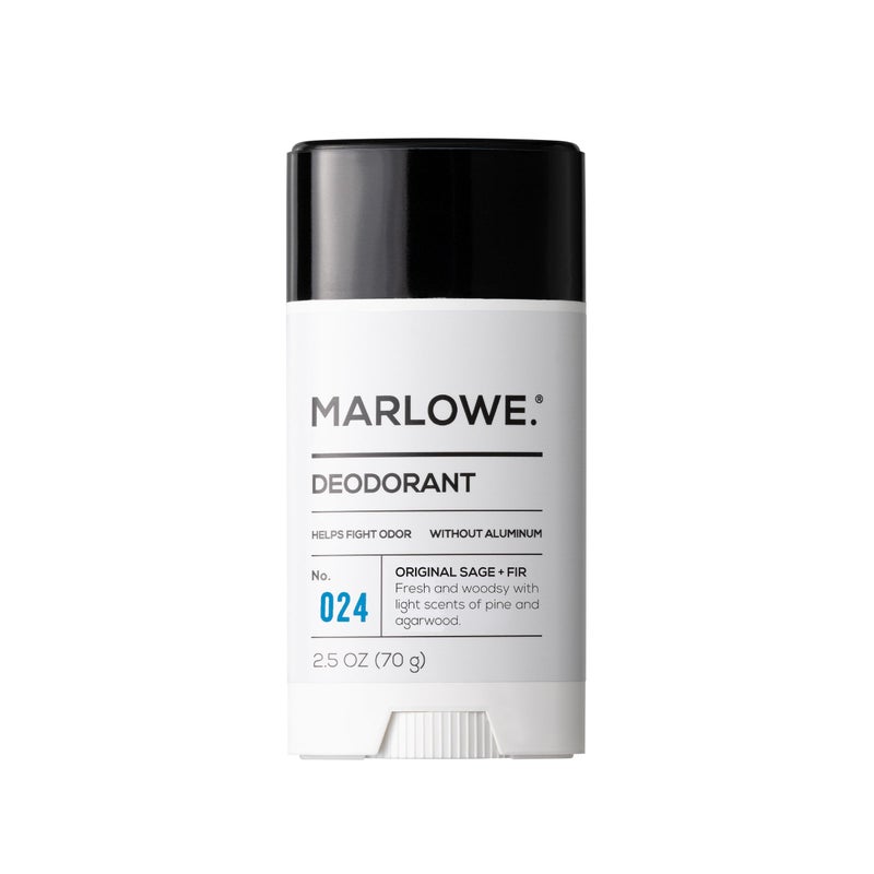 MARLOWE. No. 024 Mens Deodorant 2.5 oz, Natural Deodorant for Men, Aluminum Free Stick, Made with Coconut Oil, Shea Butter & Jojoba, Only No-Nonsense Ingredients, Sage & Fir Scent - Image 1