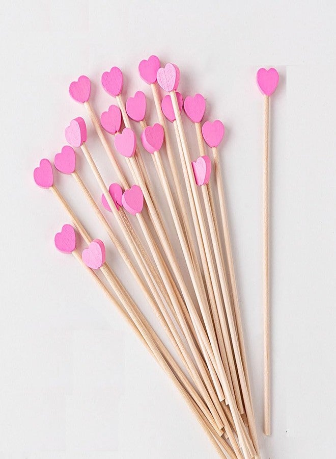 Luzen 100 قطعة 6.1" عصي تحريك قهوة الحليب الشاي المشروبات المثلجة الخشبية القابلة للاستخدام مرة واحدة على شكل قلب لمزج المشروبات الكوكتيل لمطعم KTV والمقاهي والبارات وحفلات المنزل، وردي - Image 2