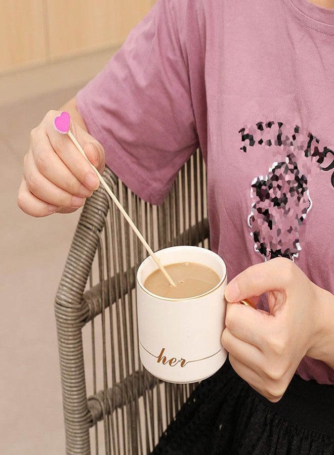 Luzen 100 قطعة 6.1" عصي تحريك قهوة الحليب الشاي المشروبات المثلجة الخشبية القابلة للاستخدام مرة واحدة على شكل قلب لمزج المشروبات الكوكتيل لمطعم KTV والمقاهي والبارات وحفلات المنزل، وردي - Image 3