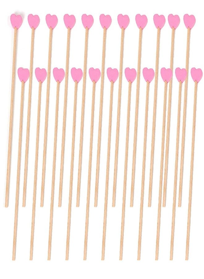 Luzen 100 قطعة 6.1" عصي تحريك قهوة الحليب الشاي المشروبات المثلجة الخشبية القابلة للاستخدام مرة واحدة على شكل قلب لمزج المشروبات الكوكتيل لمطعم KTV والمقاهي والبارات وحفلات المنزل، وردي - Image 1