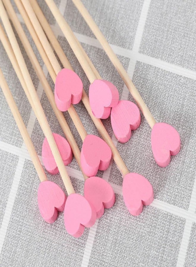 Luzen 100 قطعة 6.1" عصي تحريك قهوة الحليب الشاي المشروبات المثلجة الخشبية القابلة للاستخدام مرة واحدة على شكل قلب لمزج المشروبات الكوكتيل لمطعم KTV والمقاهي والبارات وحفلات المنزل، وردي - Image 5