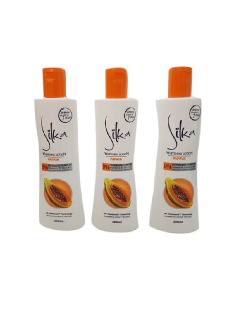 Silka 3-Piece Whitening Papaya Lotion SPF6 3x200ml