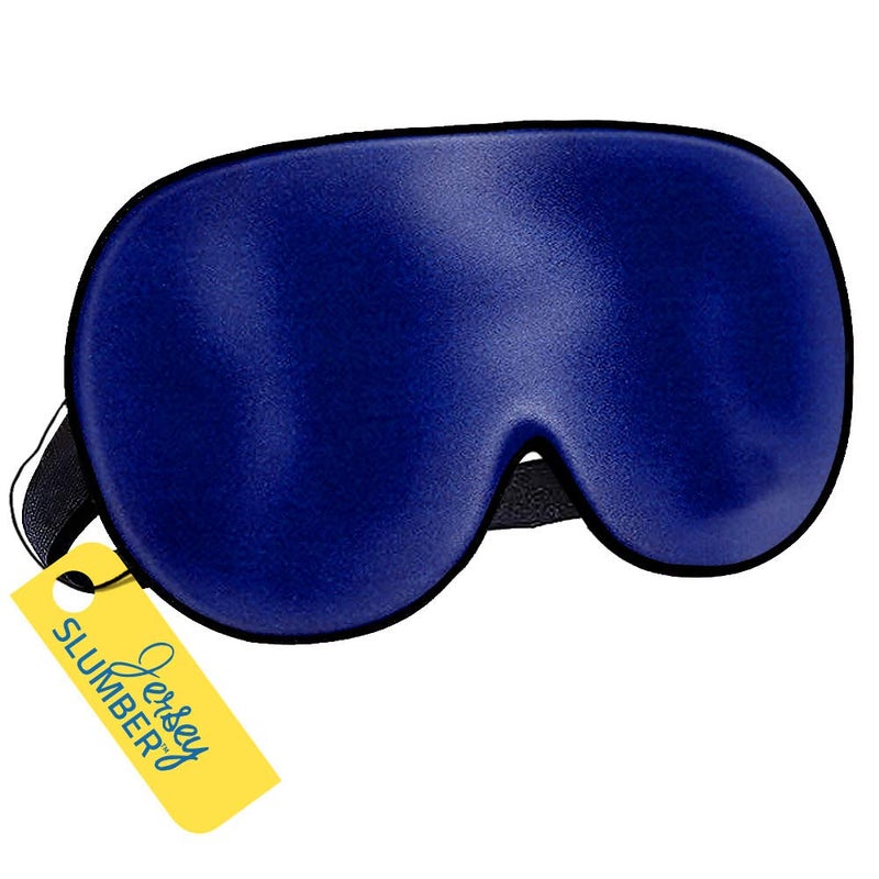 Jersey Slumber Silk Sleep Eye Mask for Men Women, Comfortable Super Soft Eye Mask with Adjustable Strap, 100% Pure Silk, Blocks Light, Jersey Slumber (Blue, 1 Count (Pack of 1)) - Image 1