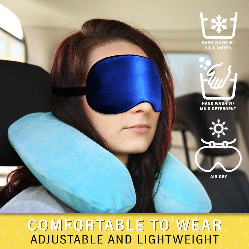 Jersey Slumber Silk Sleep Eye Mask for Men Women, Comfortable Super Soft Eye Mask with Adjustable Strap, 100% Pure Silk, Blocks Light, Jersey Slumber (Blue, 1 Count (Pack of 1)) - Image 4