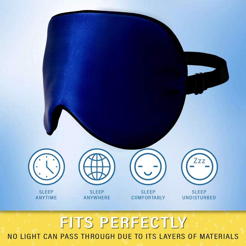 Jersey Slumber Silk Sleep Eye Mask for Men Women, Comfortable Super Soft Eye Mask with Adjustable Strap, 100% Pure Silk, Blocks Light, Jersey Slumber (Blue, 1 Count (Pack of 1)) - Image 3