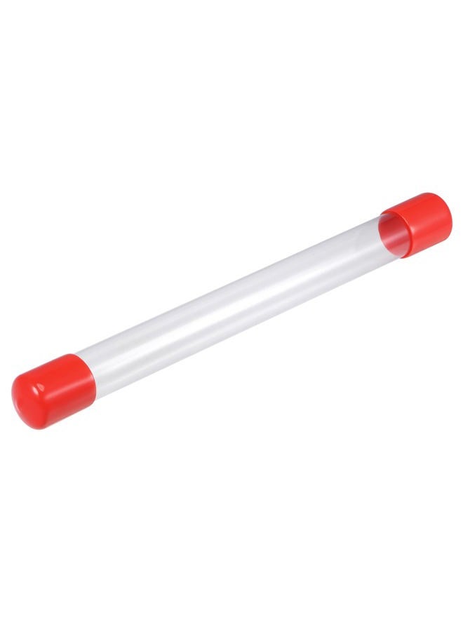 MECCANIXITY Clear Storage Tube 0.8" x 9"(20mm x 230mm) Lightweight for Bead Containers, Craft, DIY with Red Caps - Image 1