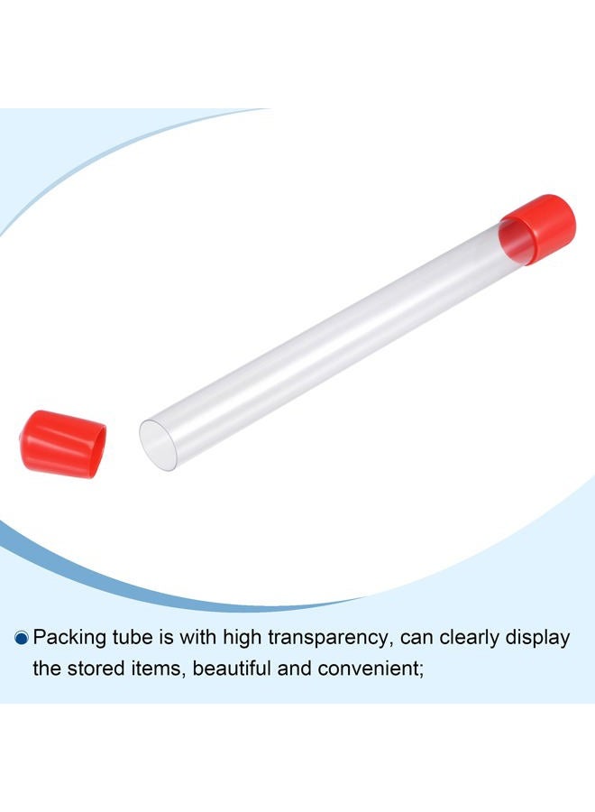 MECCANIXITY Clear Storage Tube 0.8" x 9"(20mm x 230mm) Lightweight for Bead Containers, Craft, DIY with Red Caps - Image 3
