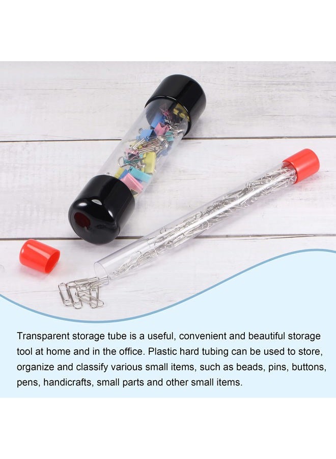 MECCANIXITY Clear Storage Tube 0.8" x 9"(20mm x 230mm) Lightweight for Bead Containers, Craft, DIY with Red Caps - Image 5
