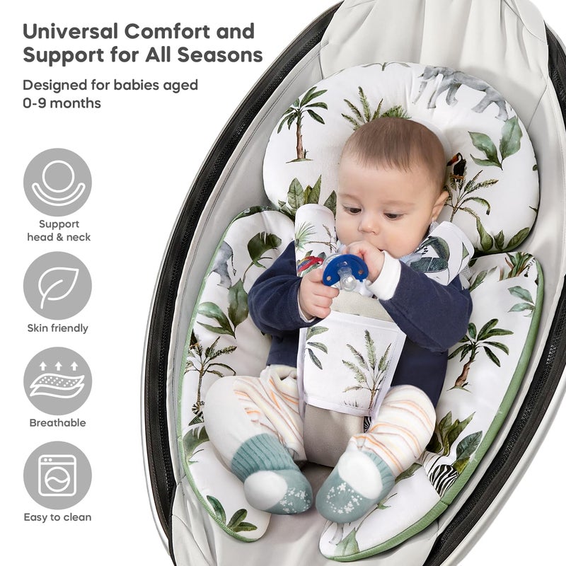 Mamatepe Infant Insert Compatible with 4moms Mamaroo  Graco Swing and Infant Car SeatNewborn Insert Head  Body Support Cushion Reversible Design Breathable Soft Fabric - Image 2