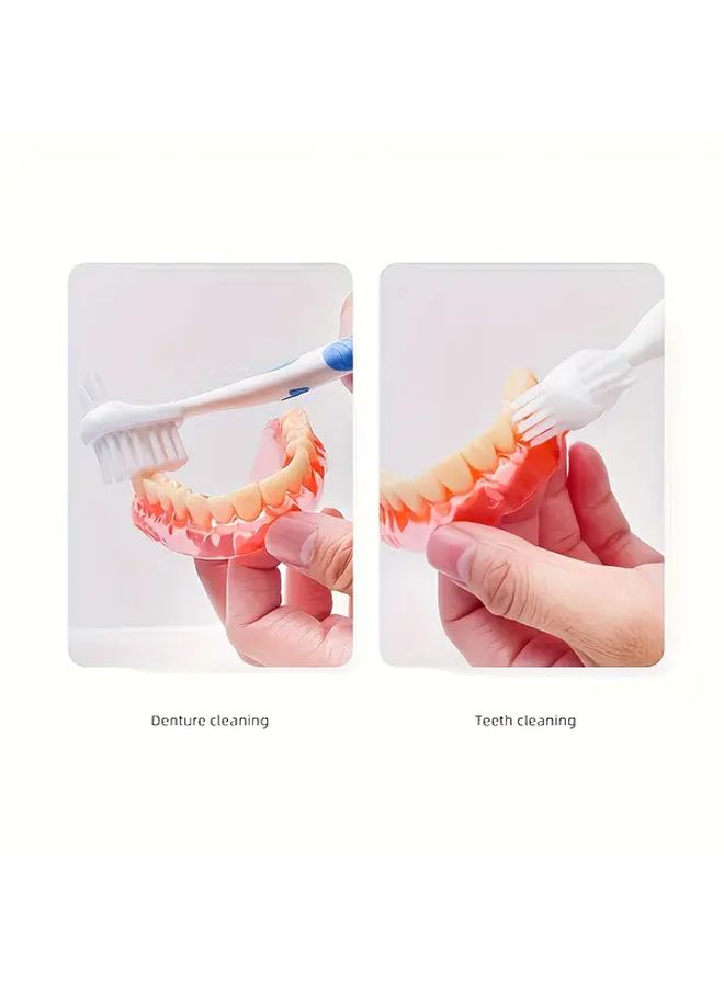 Assorted Colors Double Sided Denture Brush for Cleaning Removable Teeth Aligners Retainers - Image 2