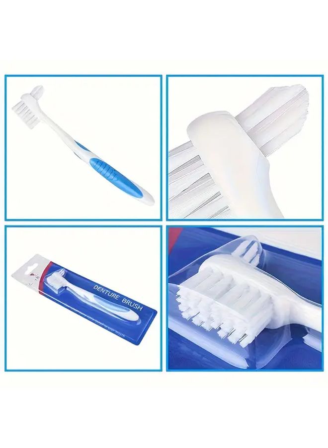 Assorted Colors Double Sided Denture Brush for Cleaning Removable Teeth Aligners Retainers - Image 1