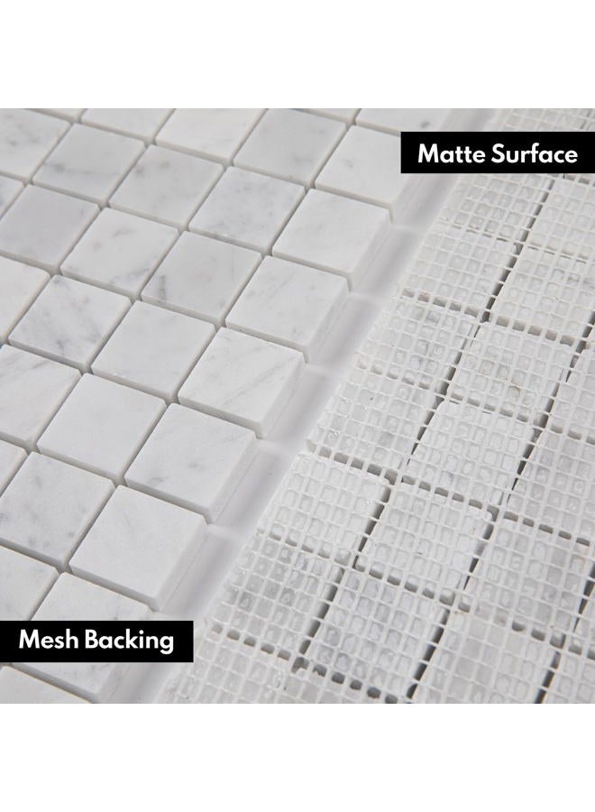 Lovdeco Carrara White Marble Stone 1 Inch Square Italian Bianco Carrera Marble Mosaic Tile for Kitchen Wall Bathroom Shower Floor (5 Sheet, Honed) - Image 4