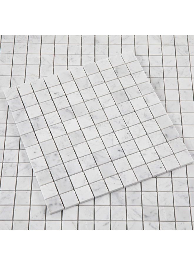 Lovdeco Carrara White Marble Stone 1 Inch Square Italian Bianco Carrera Marble Mosaic Tile for Kitchen Wall Bathroom Shower Floor (5 Sheet, Honed) - Image 1