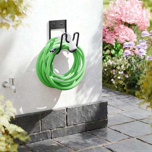 Josmimic Black Metal Garden Hose Holder Wall Mounted Water Hose Holder Hose Hanger Heavy Duty for Water Hose Extension Cords Vacuum Hose 2 Pack - Image 3