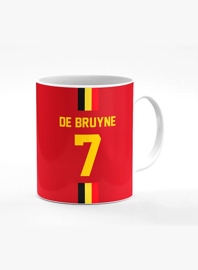 Stylizedd Designer Printed Coffee Mug with Heavy Duty Handle 11oz Ceramic Personalised Gift Mugs Cup [Microwave Safe & Dishwasher Proof] -Football Team - Belgium Player Name - De Bruyne - Image 1