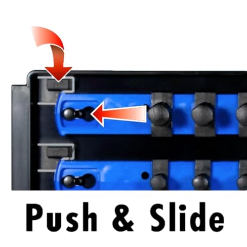 Ernst Manufacturing 19-Inch Socket Boss Organizer with Twist-Lock 2 Rails for 1/2-Inch Drive Sockets, Blue, Model 8457 – Secure and Durable Socket Storage Solution - Made in USA - Image 4
