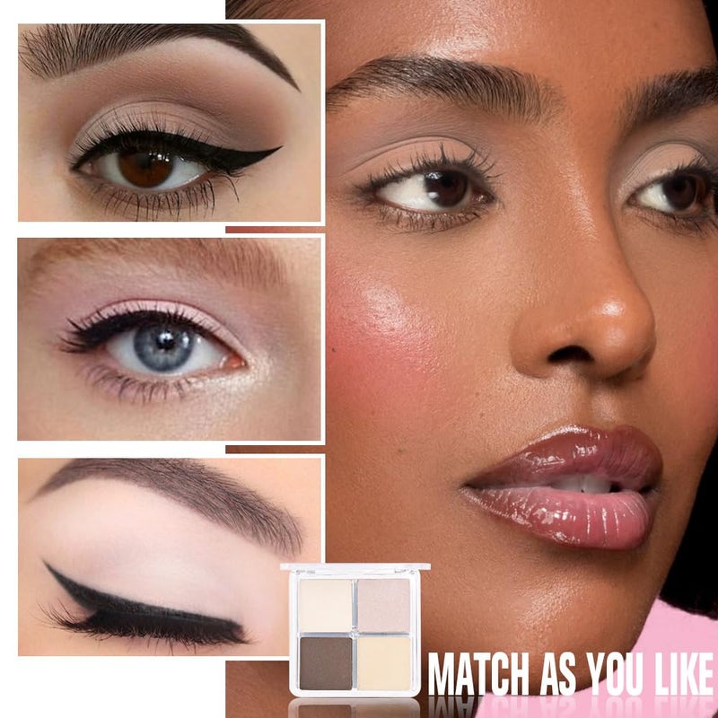 HHLTOH 4 Colors Beige Nude Brown Pink Yellow Eye Shadow Powder Palette Makeup, Neutral Travel Matte Shimmer Creme QuadsEyeshadow Palette for Women Highly Pigmented Waterproof, paleta de sombras de ojos 01 - Image 5