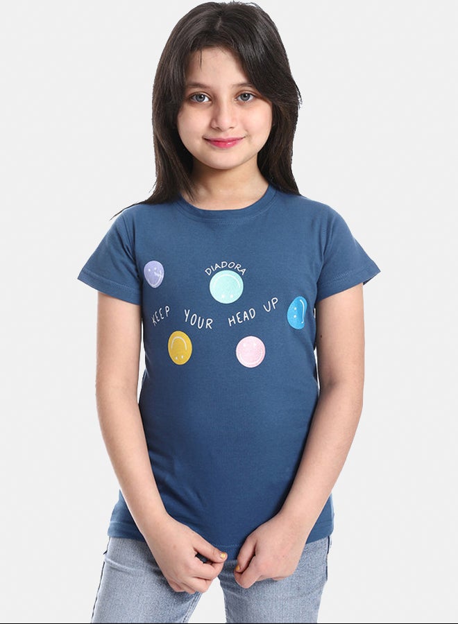 DIADORA Girls Cotton Printed T-Shirt - Image 1