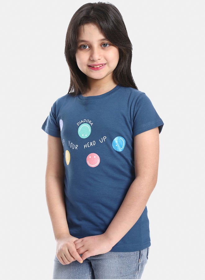 DIADORA Girls Cotton Printed T-Shirt - Image 2