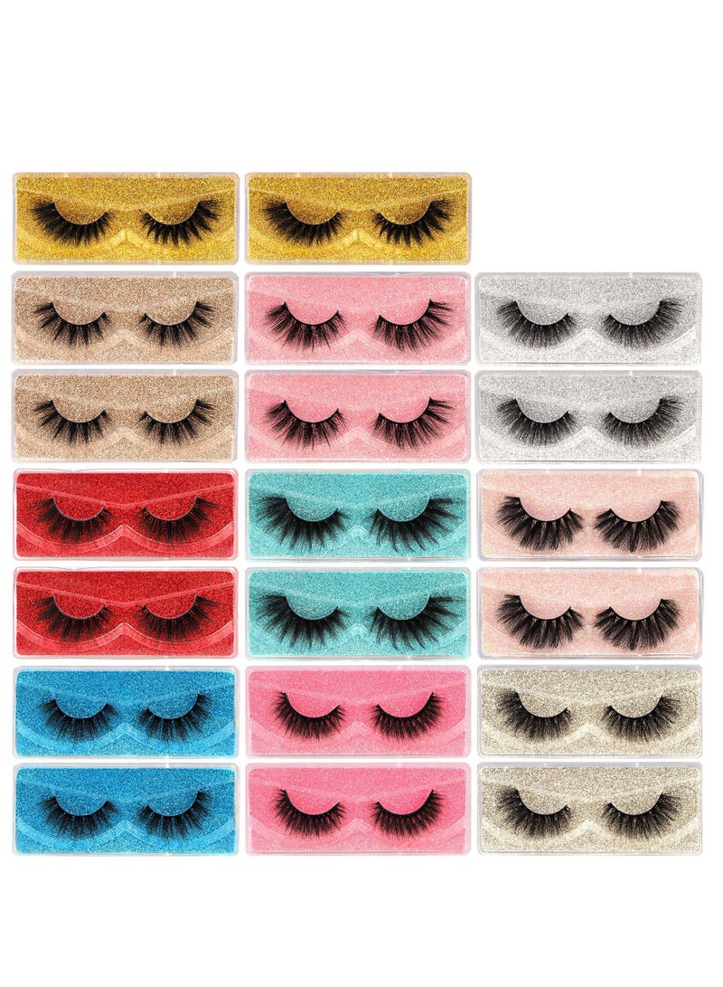 Excefore False Eyelashes, 20 Pairs Natural 3D Fluffy Lashes Pack Dramatic Thick Long Faux Mink Eyelashes Bulk Wispy Strip Fake Eyelashes - Image 1