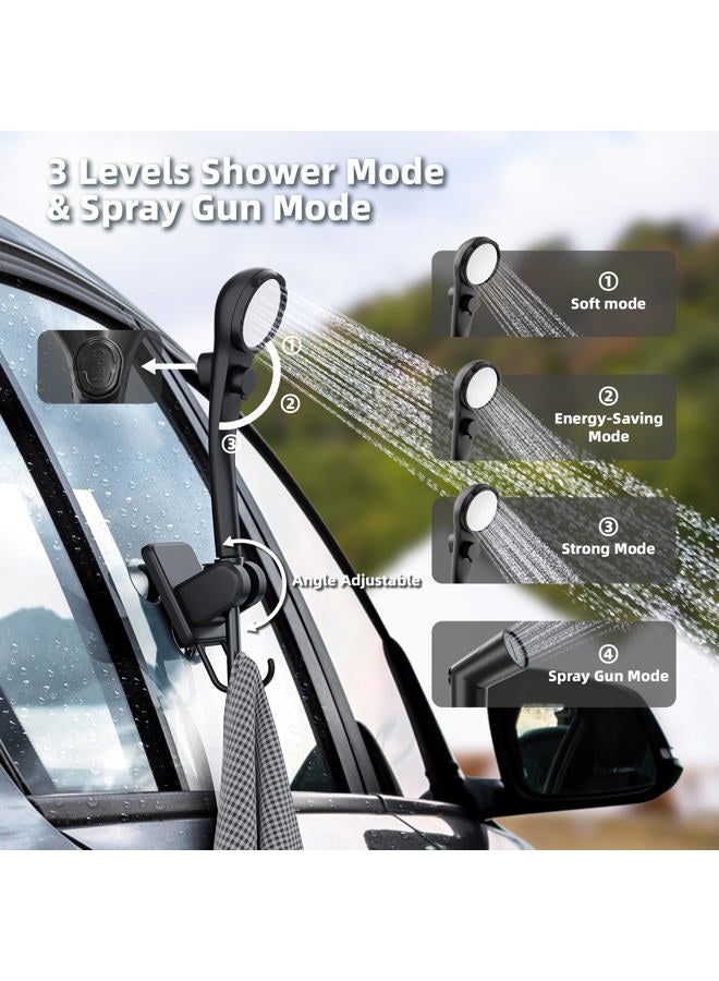 Moriko Portable Camping Shower, 6000mAh Rechargeable Shower Pump, Filtered Shower Head & 5 Gallons Foldable Bucket, Outdoor Shower for Camping Hiking Beach, Travel, Pet Bath, Car Washing (Black) - Image 5