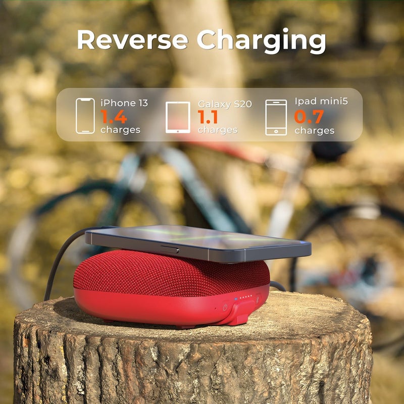 Tribit StormBox Micro 2 المحمولة بلوتوث مكبر الصوت، بلوتوث 5.3 مكبرات الصوت مع XBass، IP67 مقاوم للماء، 12H Playtime بطارية طويلة للتخييم في الهواء الطلق ركوب الدراجات (الأحمر) - Image 5