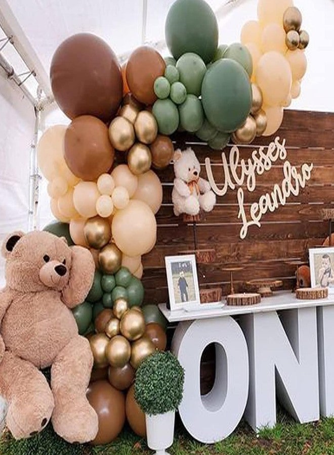 YMSZ Sage Green and Brown Balloons, 67 Pcs 12 Inch Jungle Safari Party Balloons, Dark Brown Coffee Nude Gold Balloon for Jungle Safari, Woodland, Birthday, Graduation, Baby Shower Party Decorations - Image 5