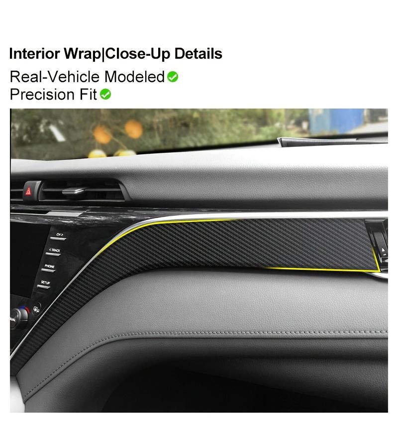For 2018 2024 Toyota Camry XV70 Interior Vinyl Wrap Kit Carbon Fiber Pattern Dashboard Center Console Gear Shift Door Trim Protective Film Sticker Scratch Resistant LHD Left Hand Drive Center Control Gear Shift Area Style A - Image 5