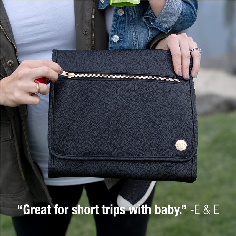 CleverMade Portable Baby Changing Pad Clutch with Wristlet  Premium Foldable Water Resistant Diaper Changing Mat with Storage Pockets for Diapers and Wipes  Black - Image 2