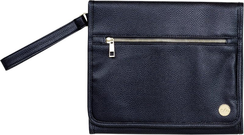 CleverMade Portable Baby Changing Pad Clutch with Wristlet  Premium Foldable Water Resistant Diaper Changing Mat with Storage Pockets for Diapers and Wipes  Black - Image 1