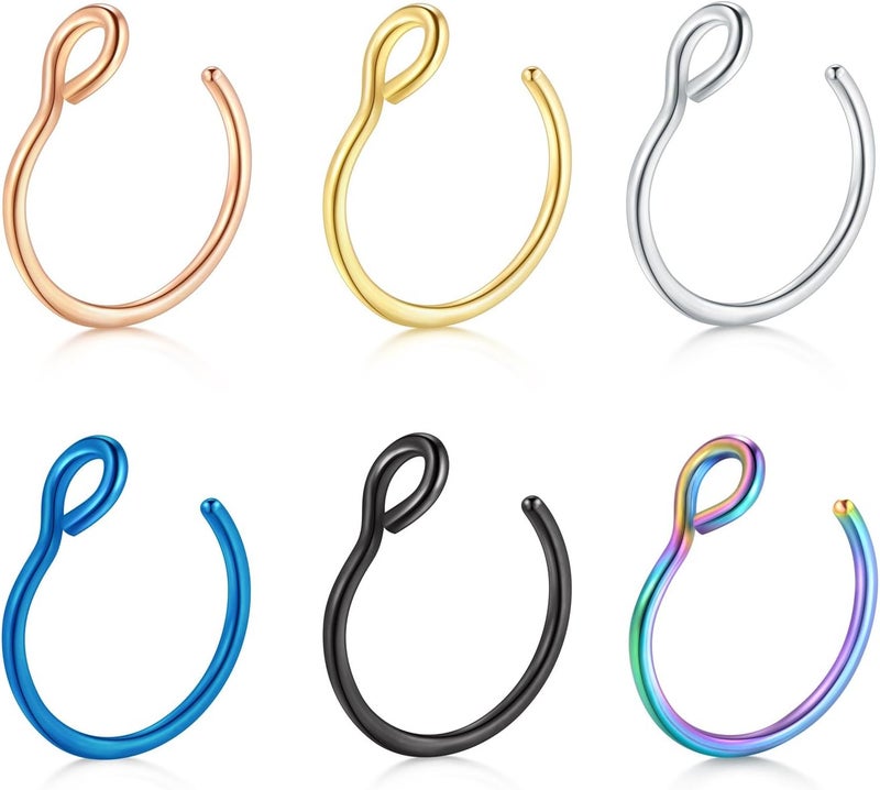 D.Bella 20G Fake Piercing Jewelry Hoop for Faux Lip Septum Nose Ring Set,8mm - Image 1