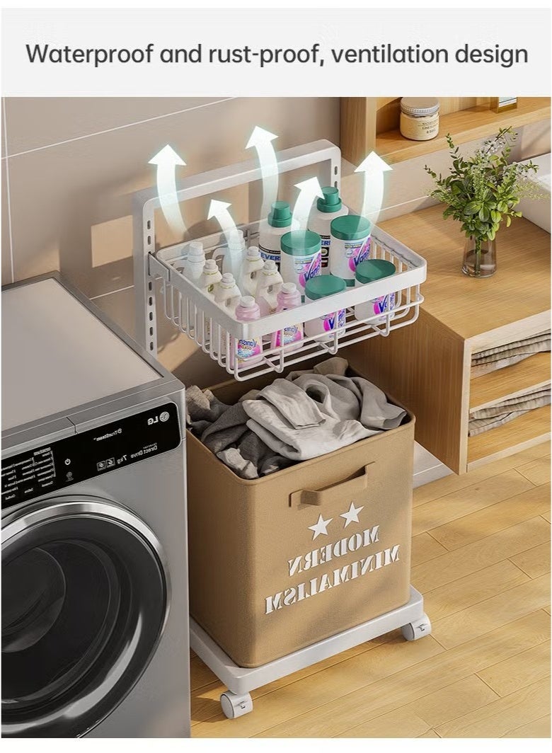 Beauenty Carbon Steel Laundry Cart with Wheels,2-Layer Laundry Hamper,Adjustable Height Laundry Basket Sorter for Room Organizer, Garment Laundry and Storage - Image 4