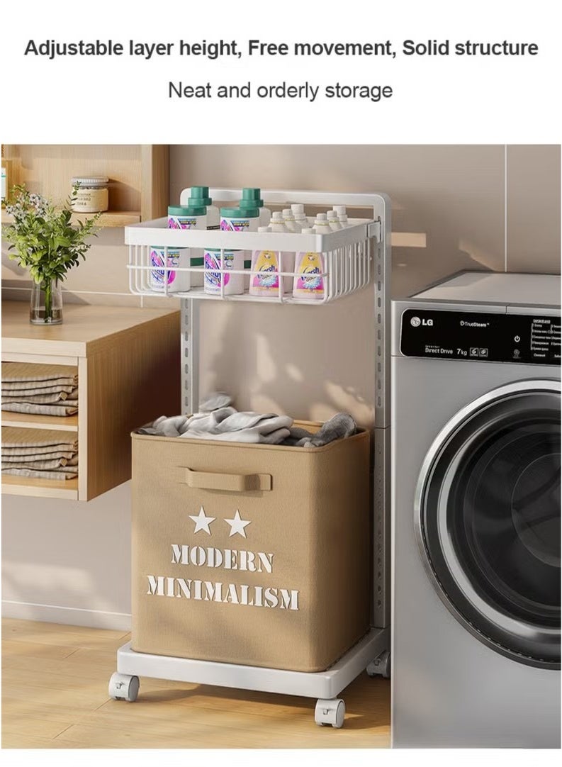 Beauenty Carbon Steel Laundry Cart with Wheels,2-Layer Laundry Hamper,Adjustable Height Laundry Basket Sorter for Room Organizer, Garment Laundry and Storage - Image 2