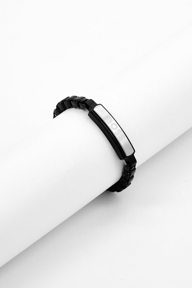 Boss By Hugo Boss Men Devon Family Ionic Plated Bracelet, Black  - Image 1