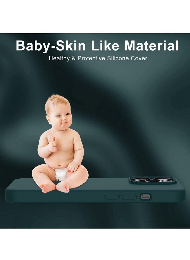 MUNTAQI iPhone 14 Pro Max Case with Screen Protector,Soft Flexible Silicone Gel Rubber Bumper Cover,Slim Fit Shockproof Protective Phone Case for iPhone 14 Pro Max 6.7" Pine Green - Image 2