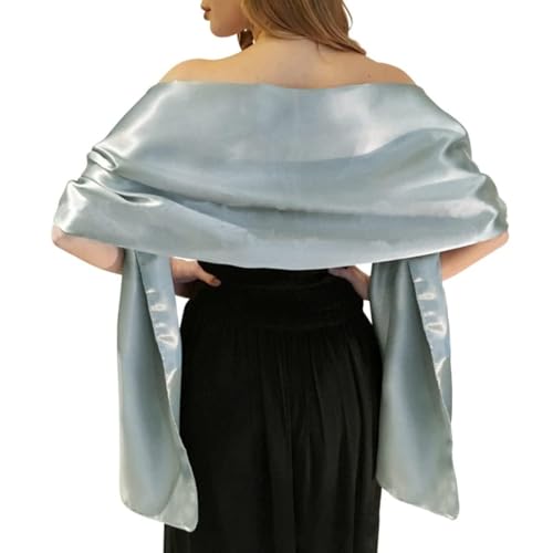 MLMW Silver Shawl Wraps for Women Evening Dresses Satin Formal Shawl Wraps Dressy Extra Long Wedding Party Bridal Shower Baby Shower Birthday - Image 2