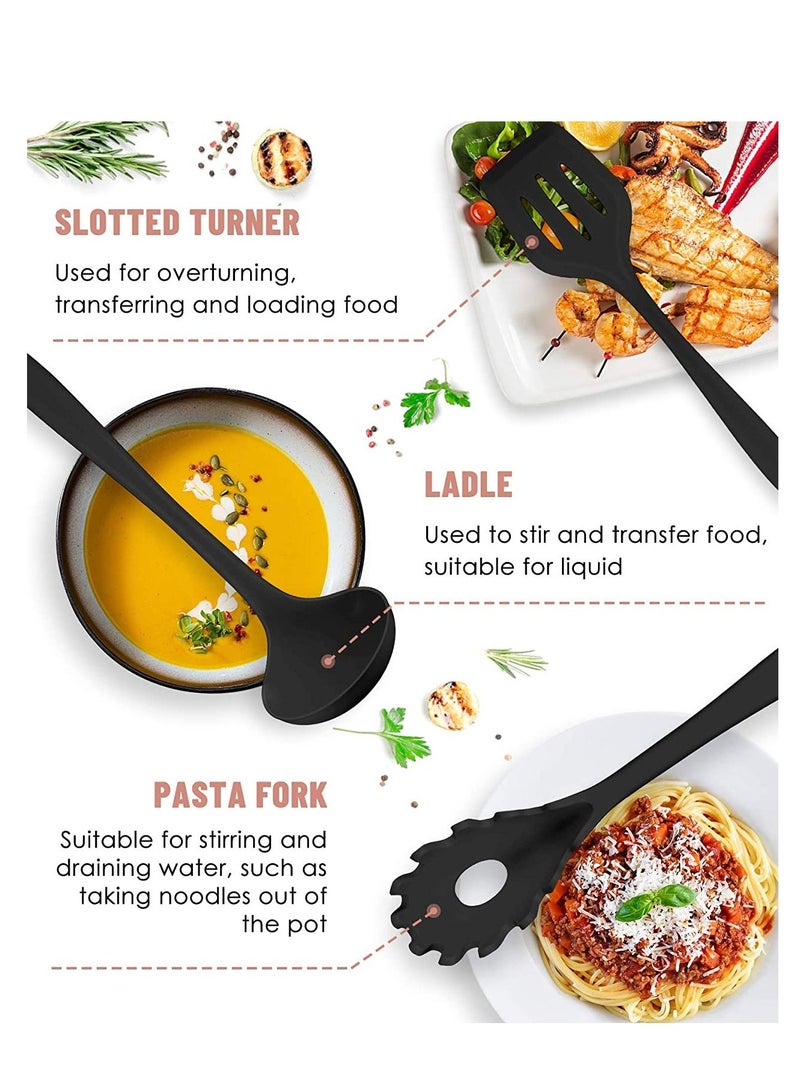 Arabest 12pcs Silicone Kitchen Utensil Set Cooking Tools for Nonstick Heat Resistant Cookware  black  10*10*31cm - Image 3