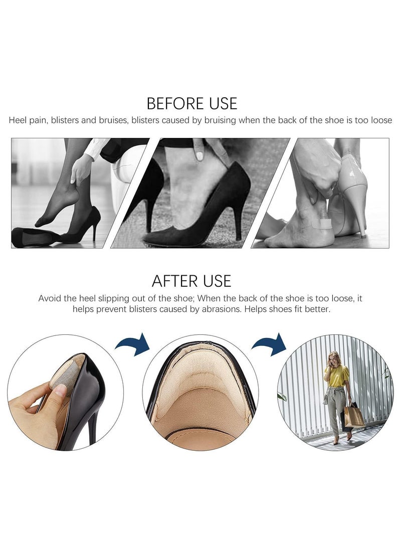 Sweet seven Heel Grips Liner Cushions Inserts for Loose Shoes Heel Pads Insert Prevent Too Big Filler Improved Shoe Fit and Comfort Prevent Heel Slip and Blister (4 Pairs ) (Pale Apricot+Black) - Image 3