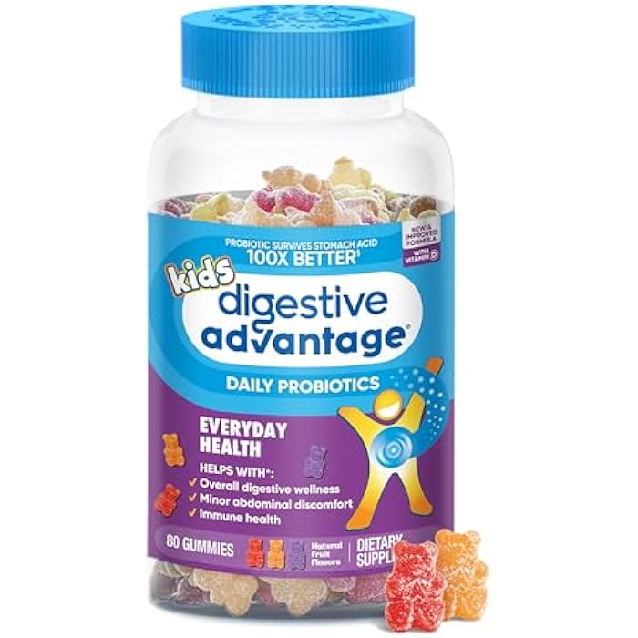 Digestive Advantage Daily Probiotic Gummy for Kids, Multi, Natural Fruit Flavours, 80.0 Count - Image 1