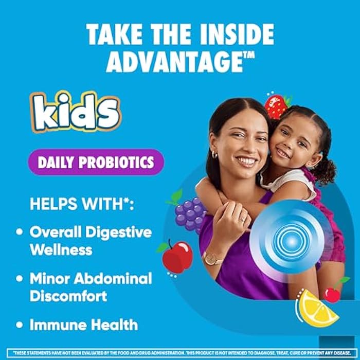 Digestive Advantage Daily Probiotic Gummy for Kids, Multi, Natural Fruit Flavours, 80.0 Count - Image 2