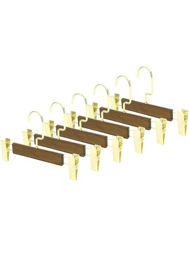 KLNAMAEAAN Pack of 5 Non-Slip Seamless Multi-Function Belt Clip Solid Wood Imitation Gold Hook Hanger  - Image 1