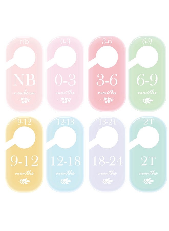 8 Pack Acrylic Baby Closet Dividers Watercolor Plants Clothing Organizer Double-Sided Colorful Hanger for Newborn to 24 Months