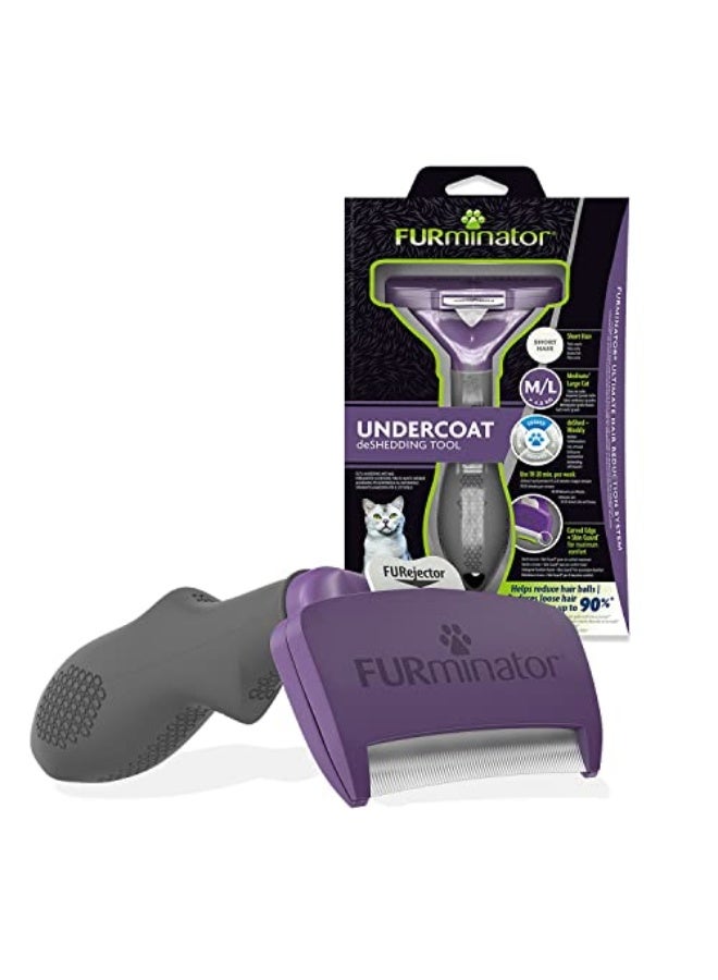 فورمينوتر أداة إزالة الشعر الزائد FURminator للقطط متوسطة/كبيرة ذات الشعر القصير أكثر من 4.5 كجم، باللون البنفسجي - Image 1