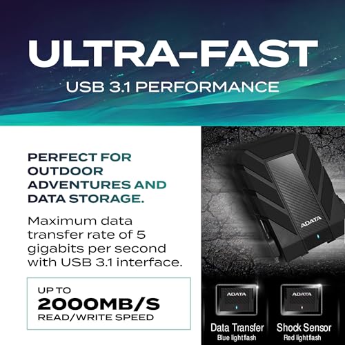 ADATA HD710 Pro - 2 TB External Hard Drive - Shockproof, Waterproof & Dustproof - Durable Storage - For Gamers, Students & Professionals - Mac, PC & Linux Compatible - Black - AHD710P-2TU31-CBK - Image 4