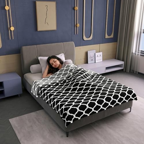 Divine Casa 120 GSM Microfiber Single Dohar | Soft & Lightweight Throw Blanket | Cozy & Breathable | All-Season Comfort | 210 x 140 CM | Moroccan Pattern | Caviar - Image 4