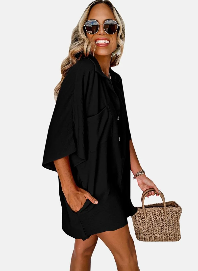 يونيكي Black Relaxed Playsuit