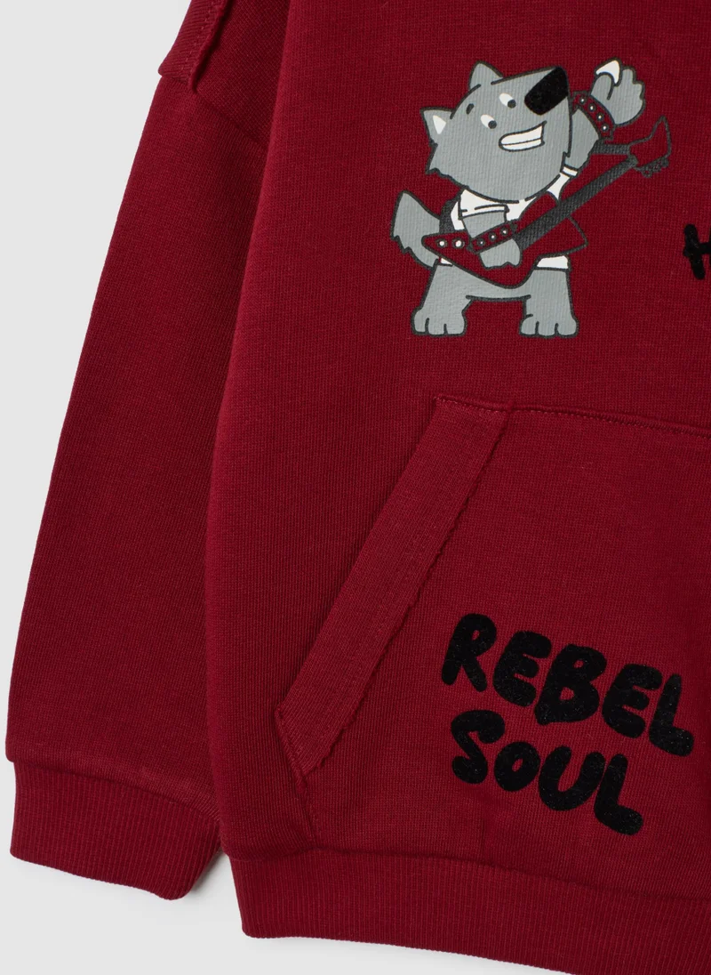Ovs  OVS Children'S Oversized Pure Cotton Red Sweatshirt With Print And Crew Neck for Men | Best Price UAE